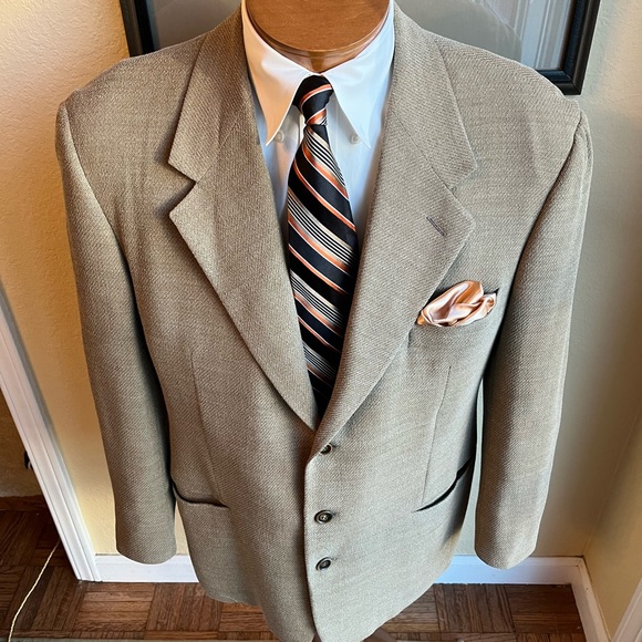 VIVA VINTAGE!  Vestimenta Wool Blend Tan Weave Jacket Size 42R - Picture 3 of 15